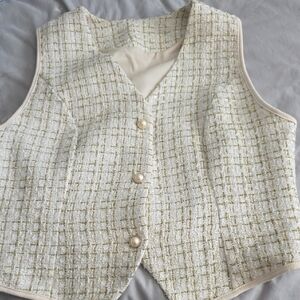Elegant Cream Tweed Vest